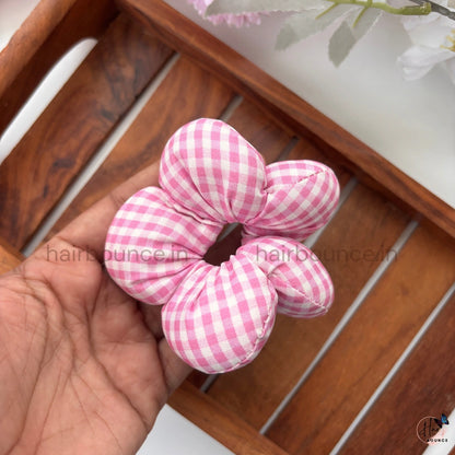 Cloud Puff Gingham Scrunchie