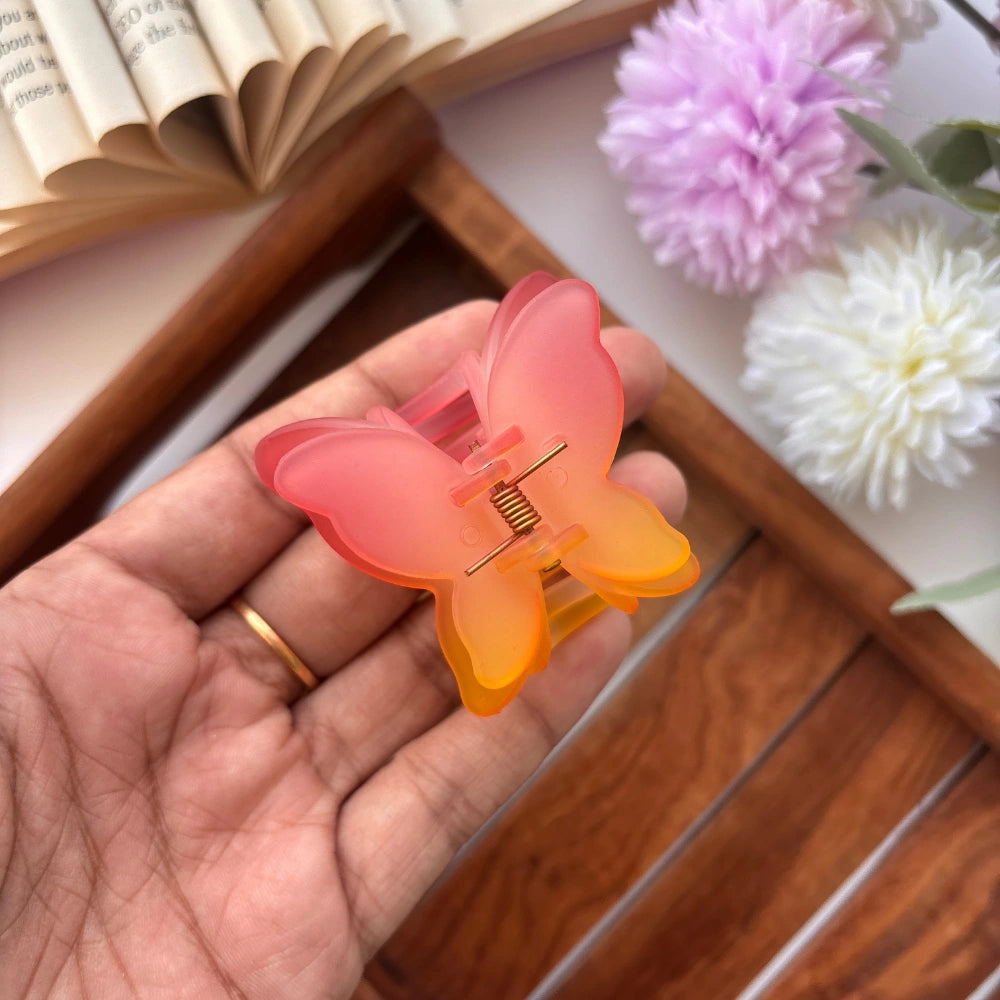 Double Petal Rainbow Butterfly Hair Claw – Medium