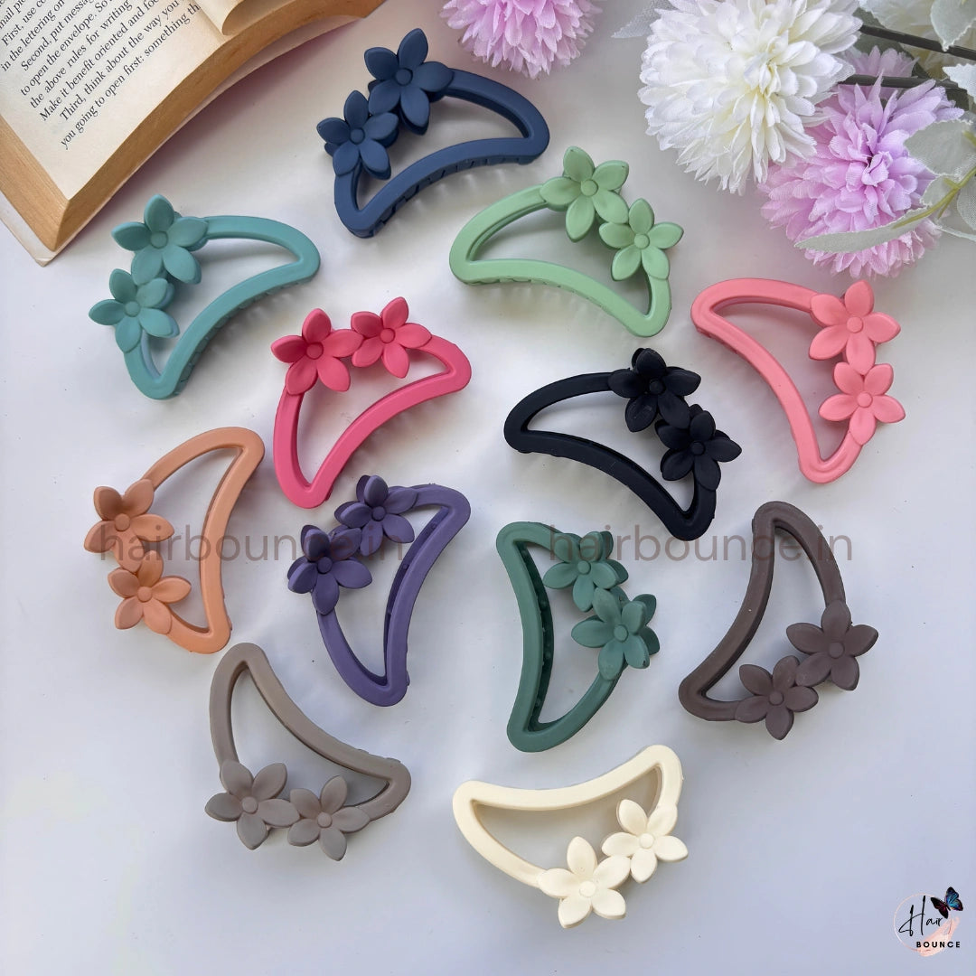 Floral Crescent Hair Claw for Women – Medium
