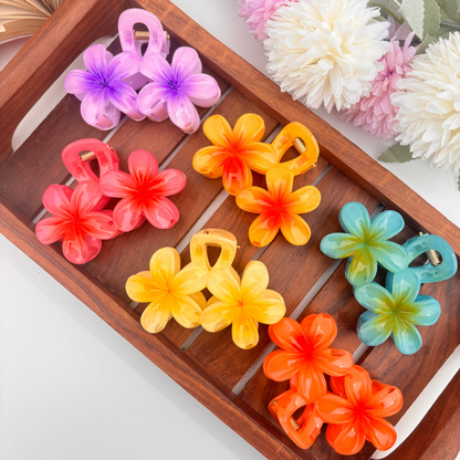 Shinny Lilly Double Flower Hair Claw - Large