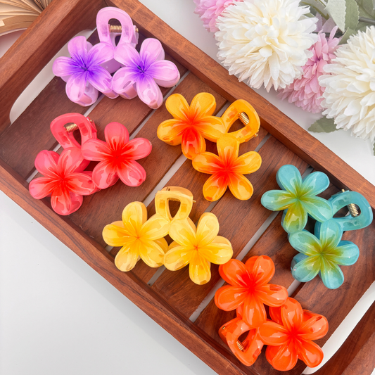 Shinny Lilly Double Flower Hair Claw - Large