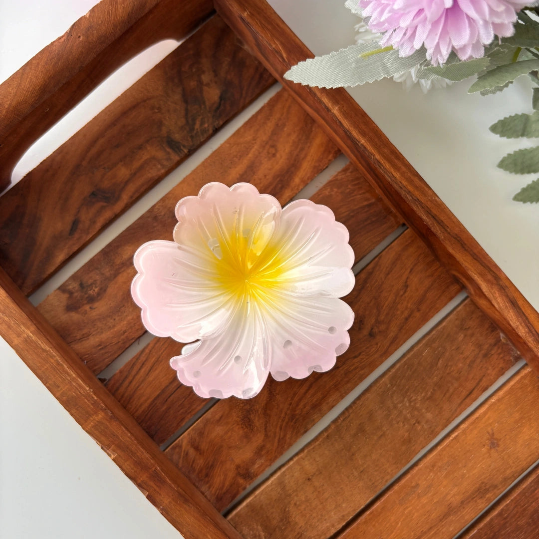 Pastel Bloom Hibiscus Hair Claw - Large