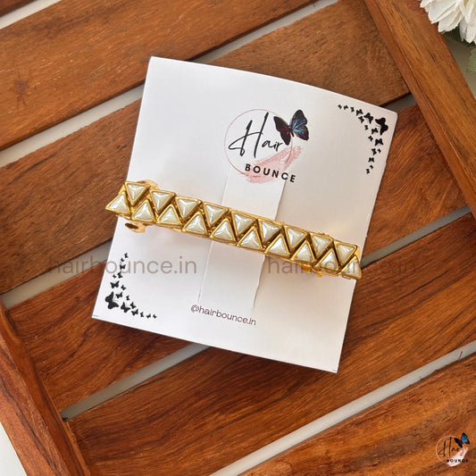 Ivory Triangle Kundan Hair Clip