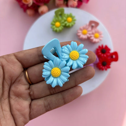Double Flower Shinny Finish Hair Claw - Medium
