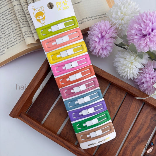 Rectangle Snap Hair Clips for Women & Girls – Pack of 10 | Pastel, Bright & Classic Colors