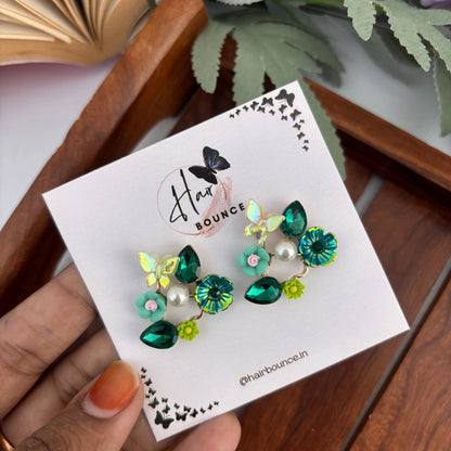 Sunlit Bloom Pearl Studs – Green
