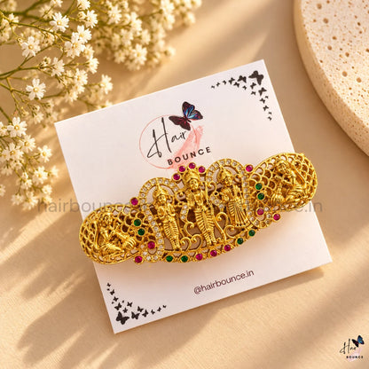 Royal Radha Krishna Temple Kemp Center Hair Clip – Antique Gold