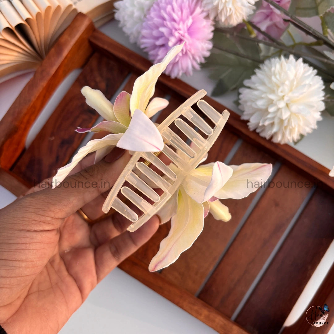 Elegant Orchid Bloom Hair Claw - Large