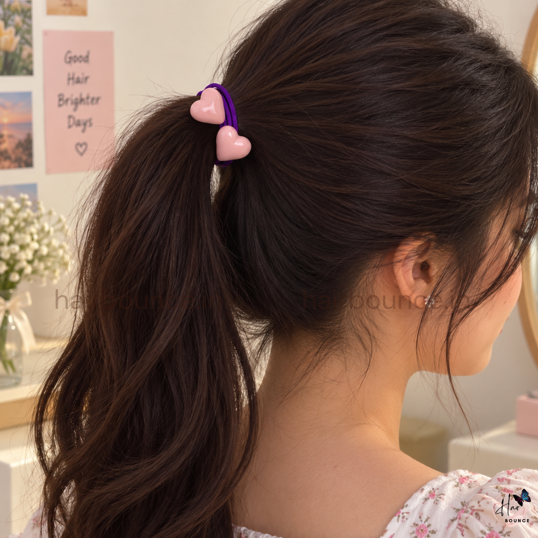 Colour Pop Heart Double Bead Hair Ties – Pack of 5
