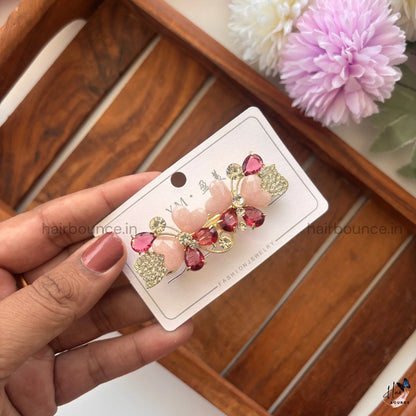 Crystal Heart Butterfly Center Hair Clip