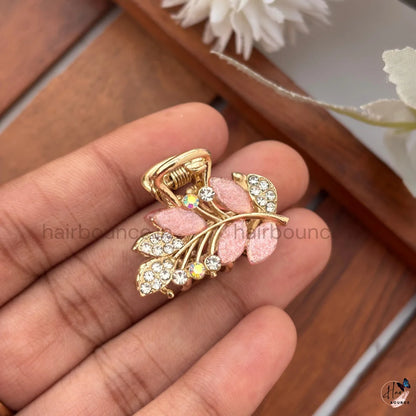 Crystal Leaf Mini Hair Claw Clips – Pack of 6