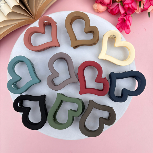 Colourful Dark Shades Heart Hair Claw - Pack of 2 / Assorted Colours