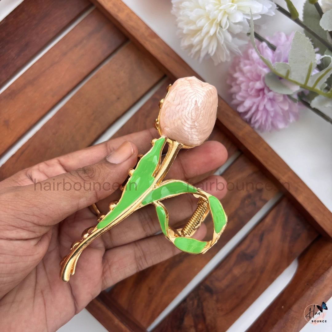 Tulip Bloom Metal Hair Claw - Large