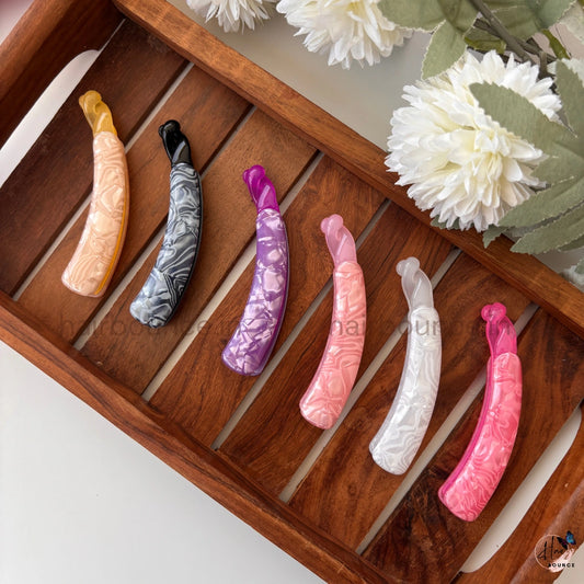 Elegant Marble French Banana Hair Clip – Medium