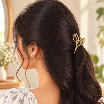Golden Sculpted Metal Hair Claw Clips – Pack of 3