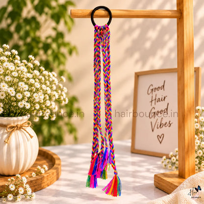 Navaratri Multicolour Braided Tassel Hair Tie