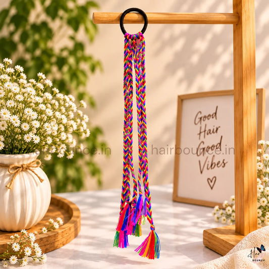 Navaratri Multicolour Braided Tassel Hair Tie