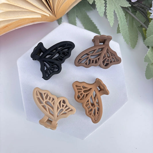 Lined Butterfly Matte Hair Claw - Pack of 2