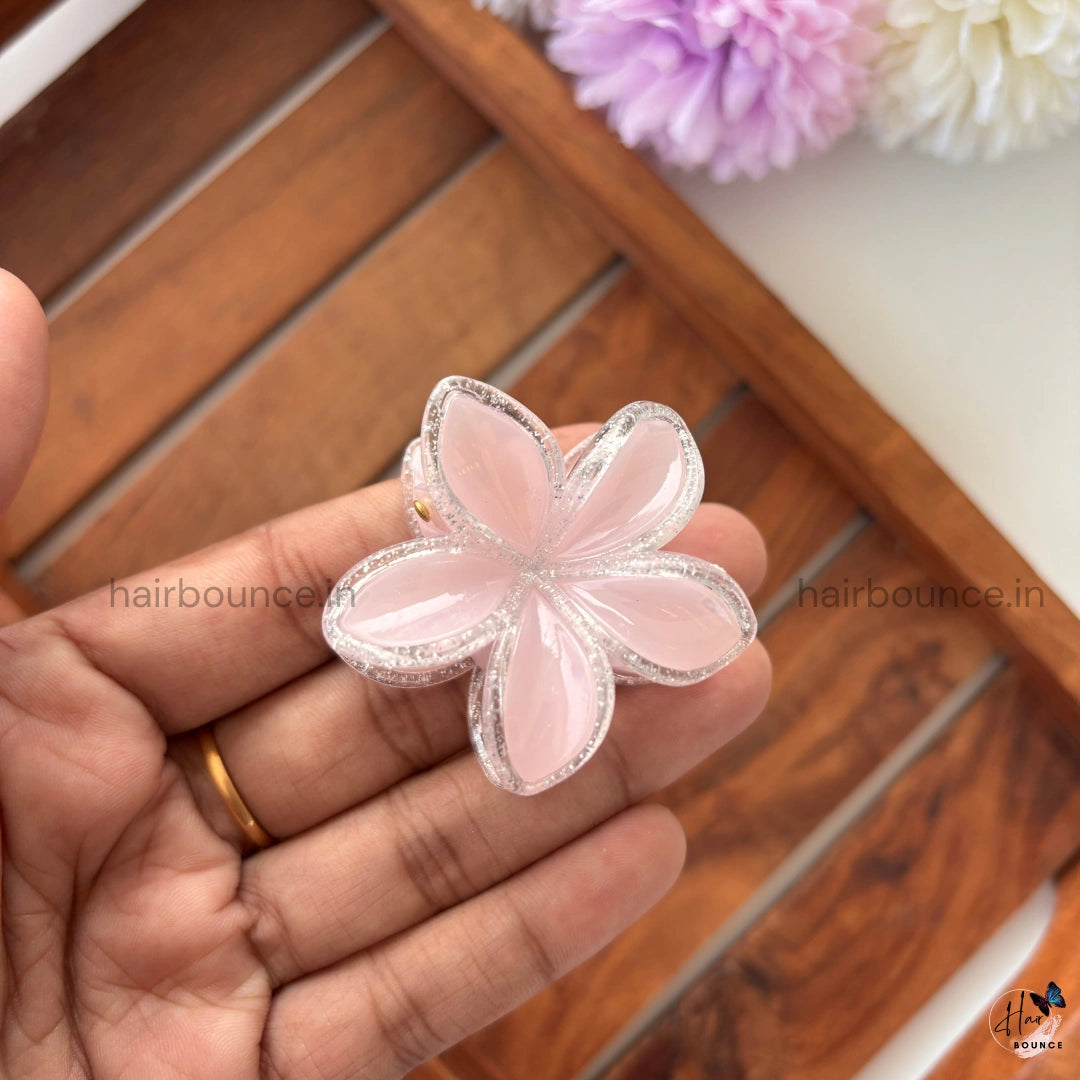 Crystal Blossom Glitter Edge Hair Claw – Small