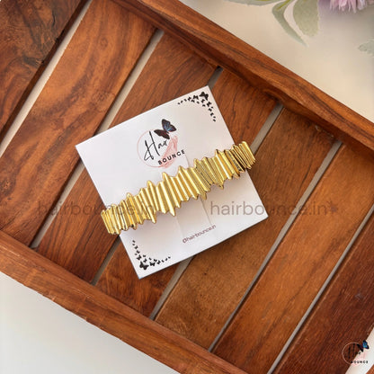 Prism Edge Metallic Barrette – Sculpted Wave Luxe Collection
