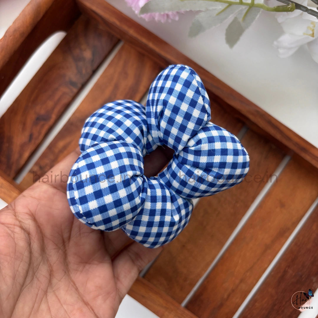 Cloud Puff Gingham Scrunchie