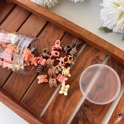 Mini Hair Claw Clip Jar – Pack of 50 | Cute Assorted Small Hair Clutch Clips (6 Designs)
