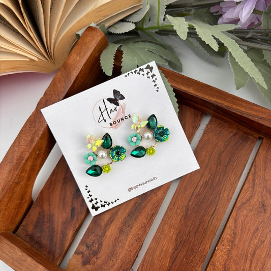 Sunlit Bloom Pearl Studs – Green