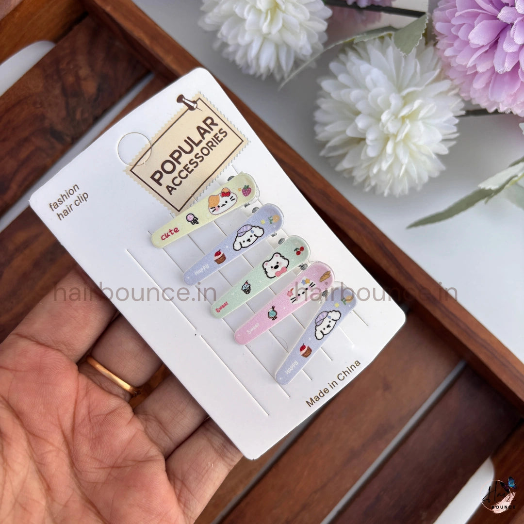 Sweet Friends Kids Tic Tac Hair Clips – Pack of 5 (Assorted Colours)