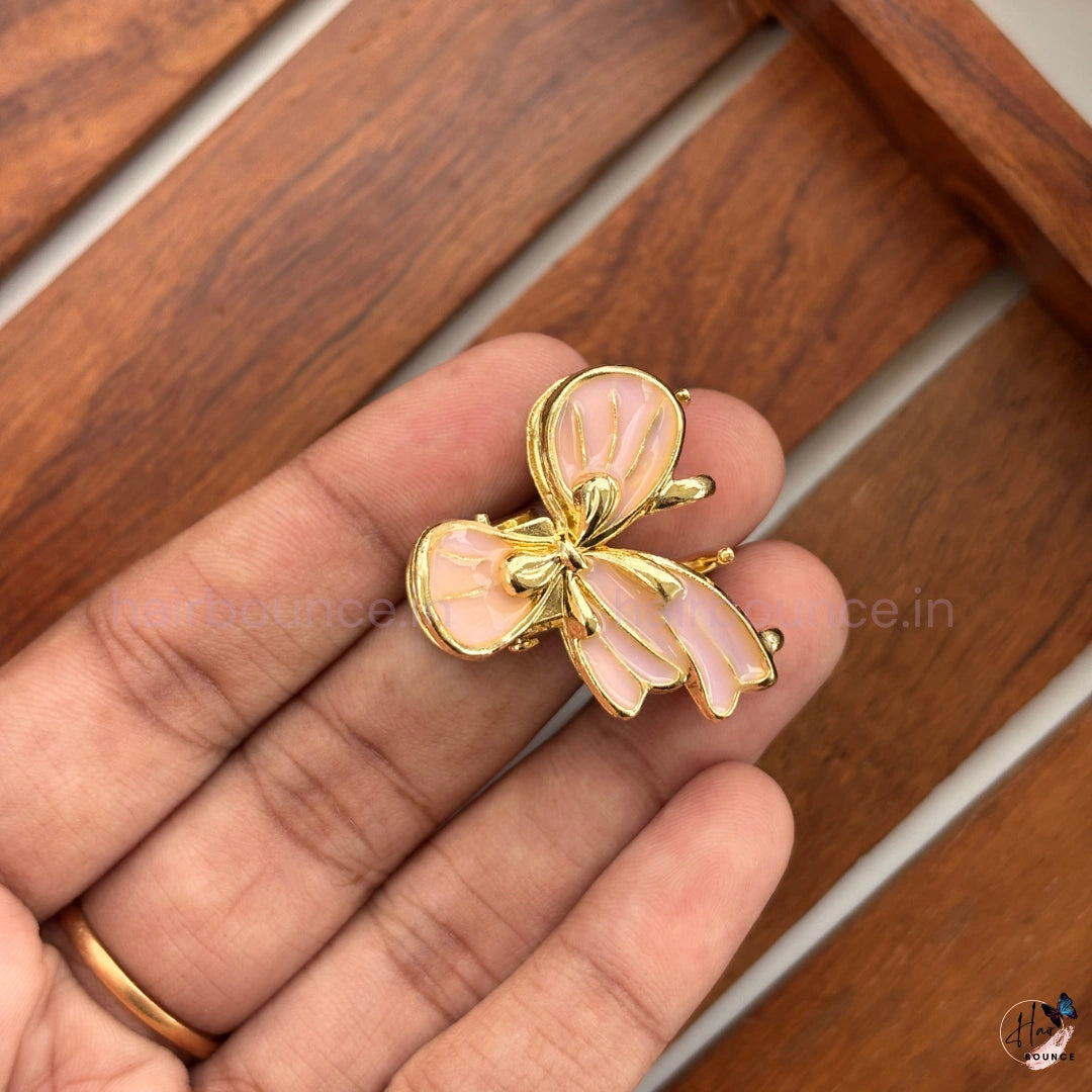 Bow Charm Metal Hair Claw Clip - Small