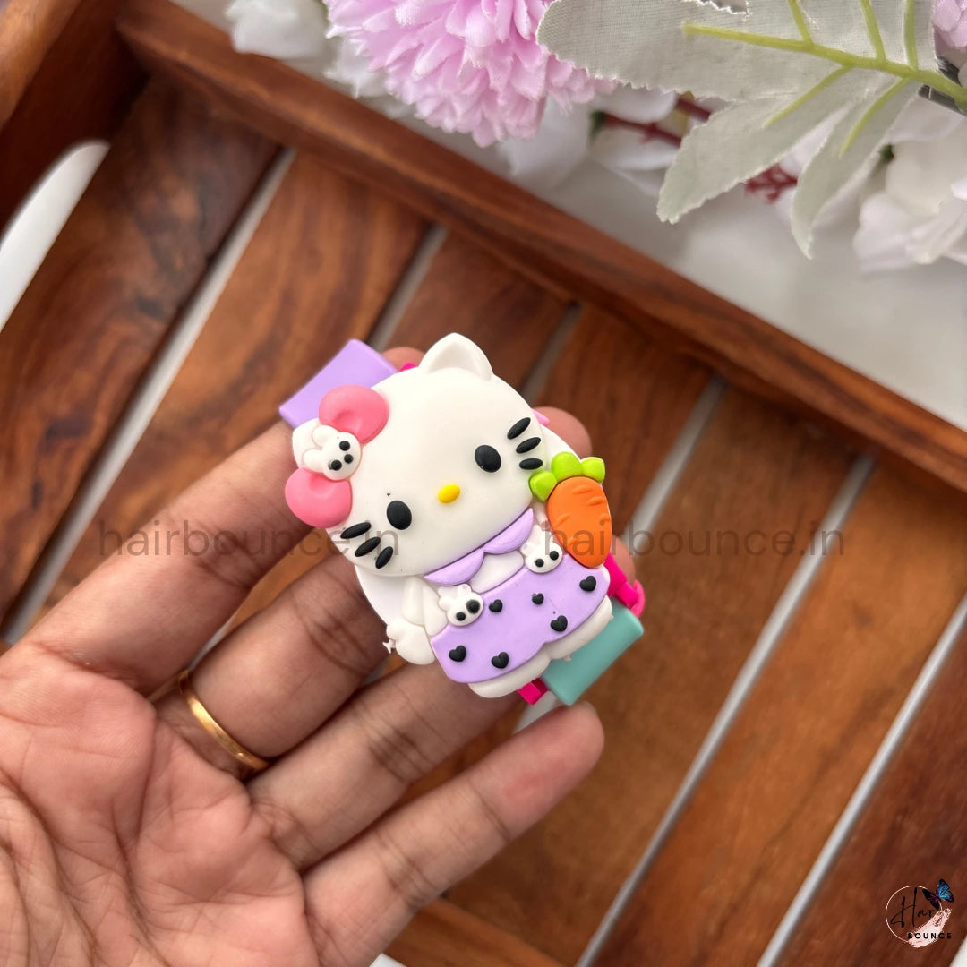 Hello Kitty Flip-Top Kids Decorative Wrist Watch – Cute Character Silicone Strap