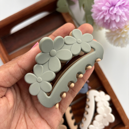 Dual Colour Flower Curve Hair Claw - Medium