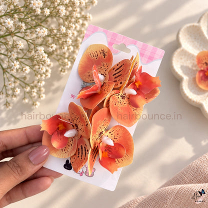 Tropical Orchid Flower Hair Clips – Pack of 2