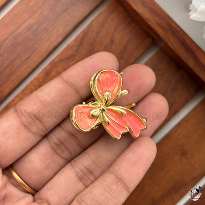 Bow Charm Metal Hair Claw Clip - Small