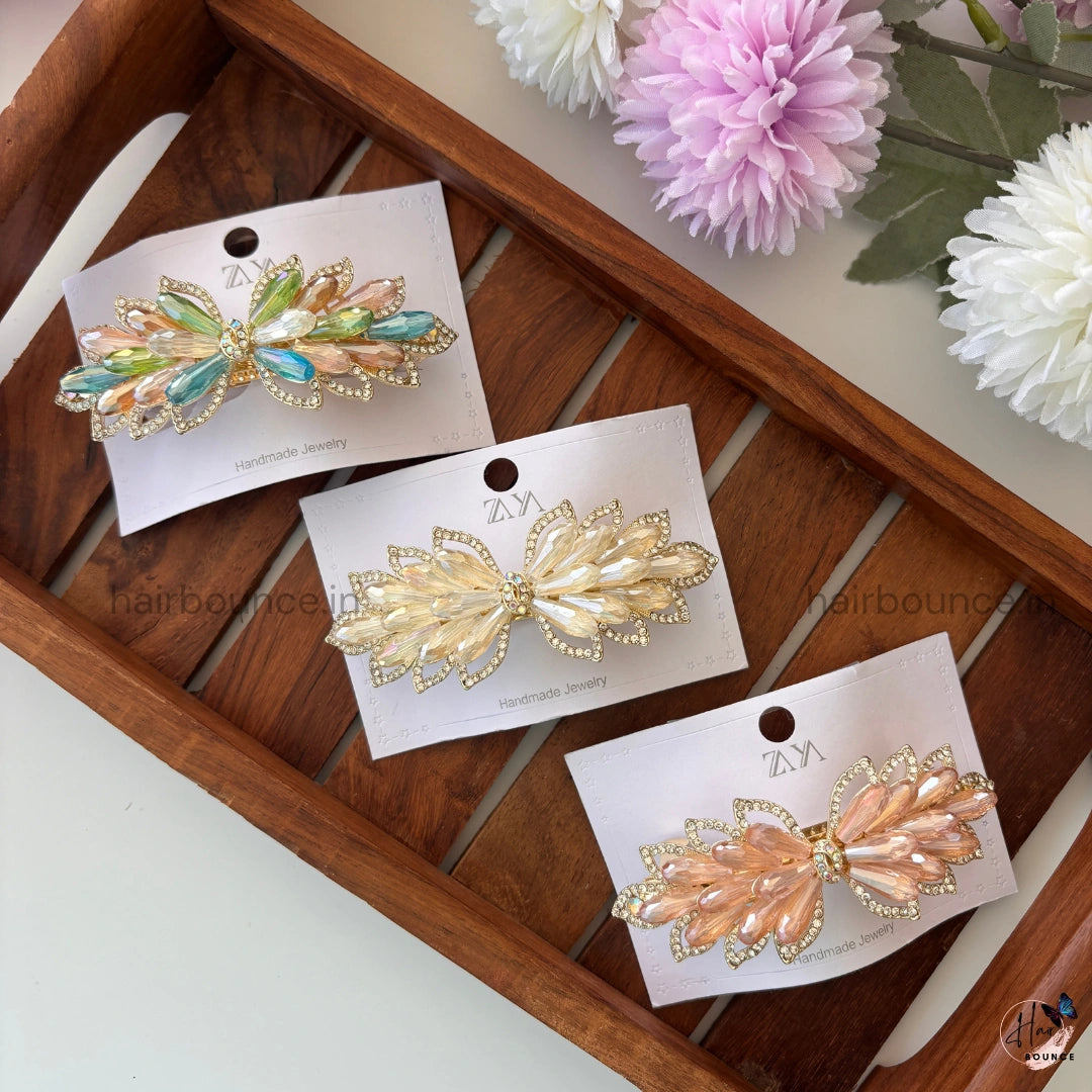 Aurora Petal Crystal Bar Clip