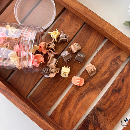 Mini Hair Claw Clip Jar – Pack of 50 | Cute Assorted Small Hair Clutch Clips (6 Designs)