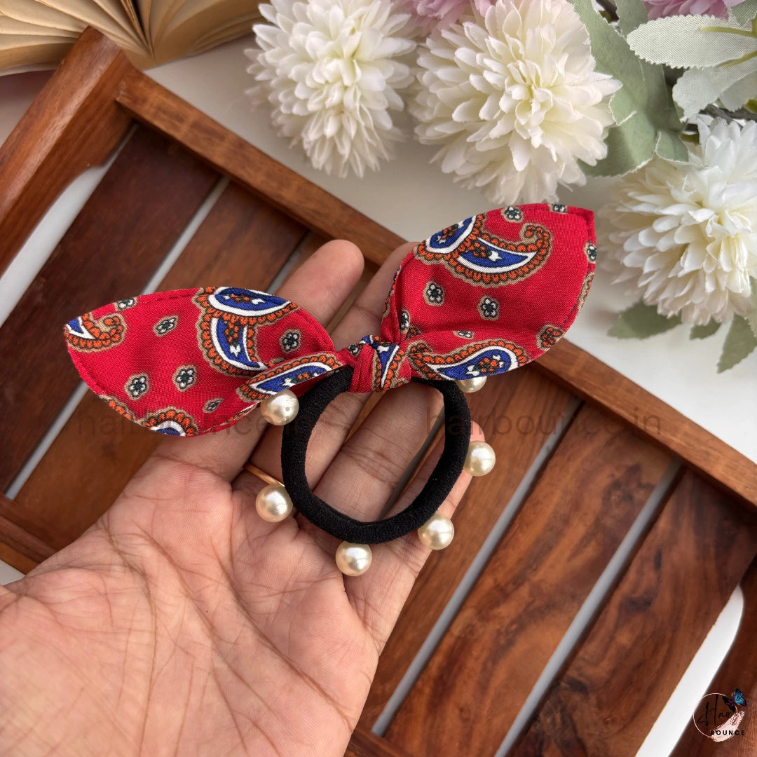 Paisley Pearl Bunny Ear Hair Tie