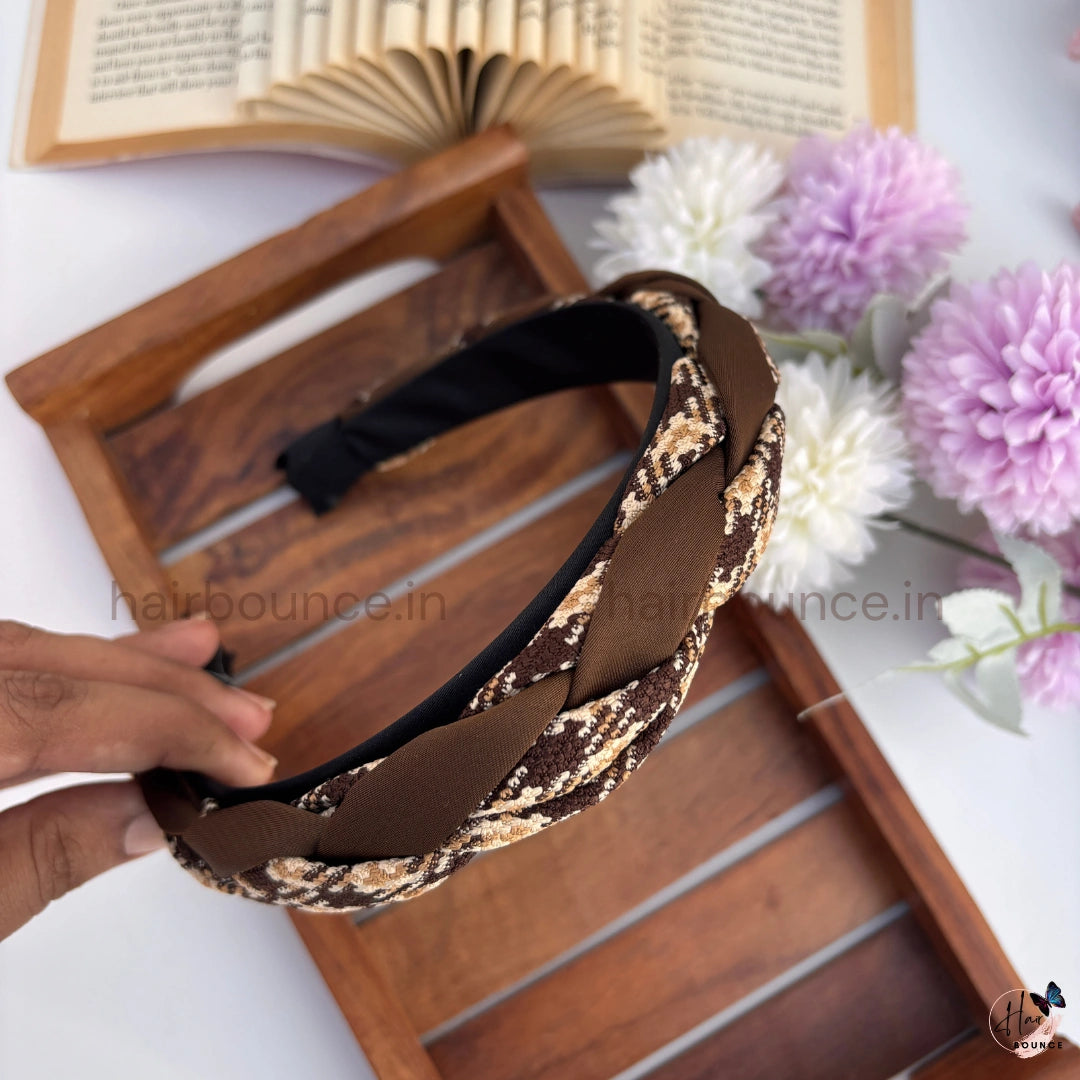 Elegant Braided Tweed Headband for Women & Girls – Soft Knotted Hair Band