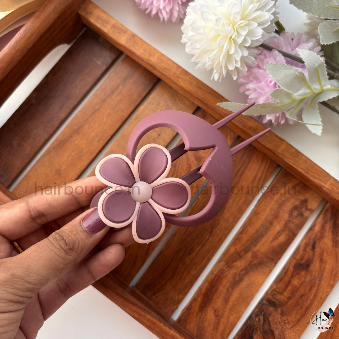 Pastel Blossom Hair Fork Clip - Large