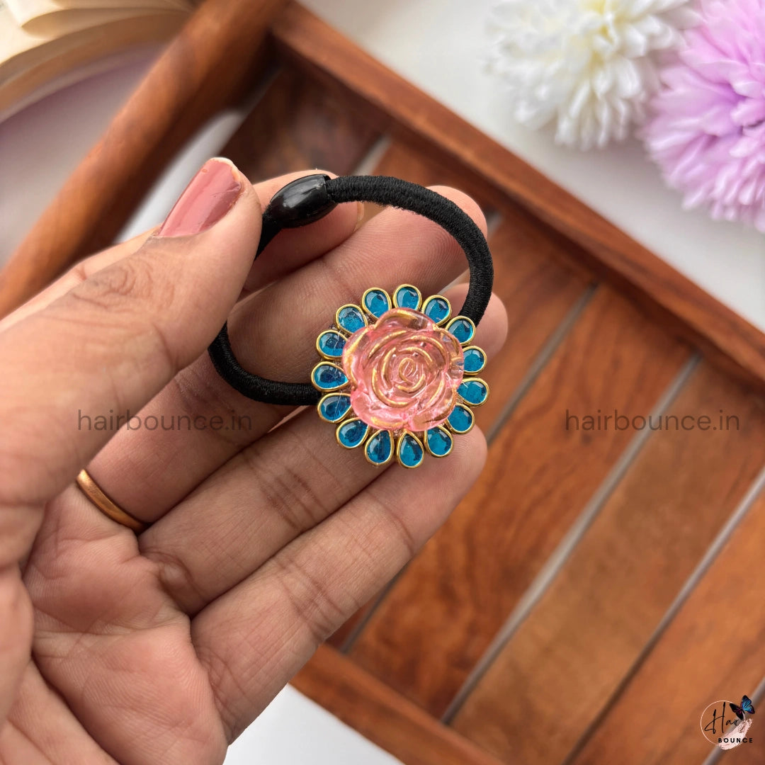 Pink Rosette Aura Hair Tie