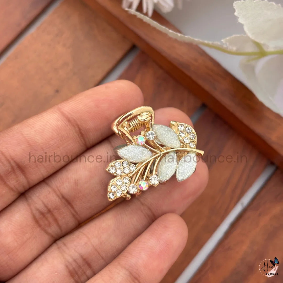 Crystal Leaf Mini Hair Claw Clips – Pack of 6