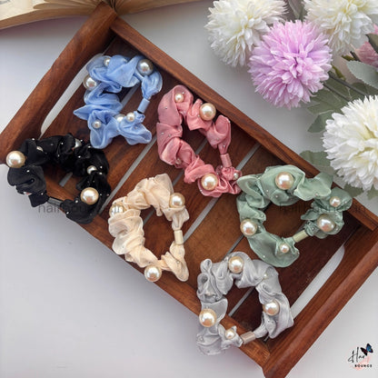 Pearl Cloud Scrunchie – Soft Organza Hair Ties