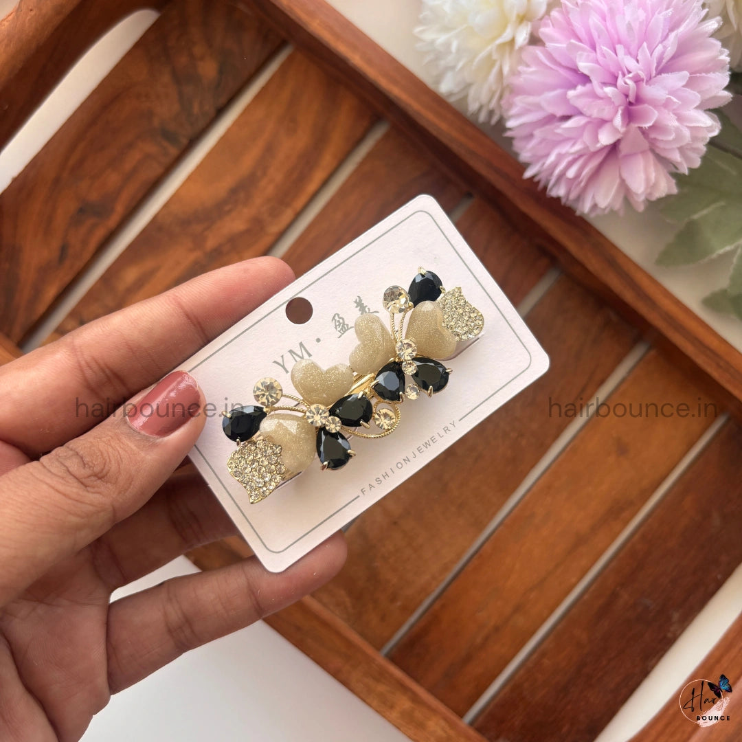 Crystal Heart Butterfly Center Hair Clip