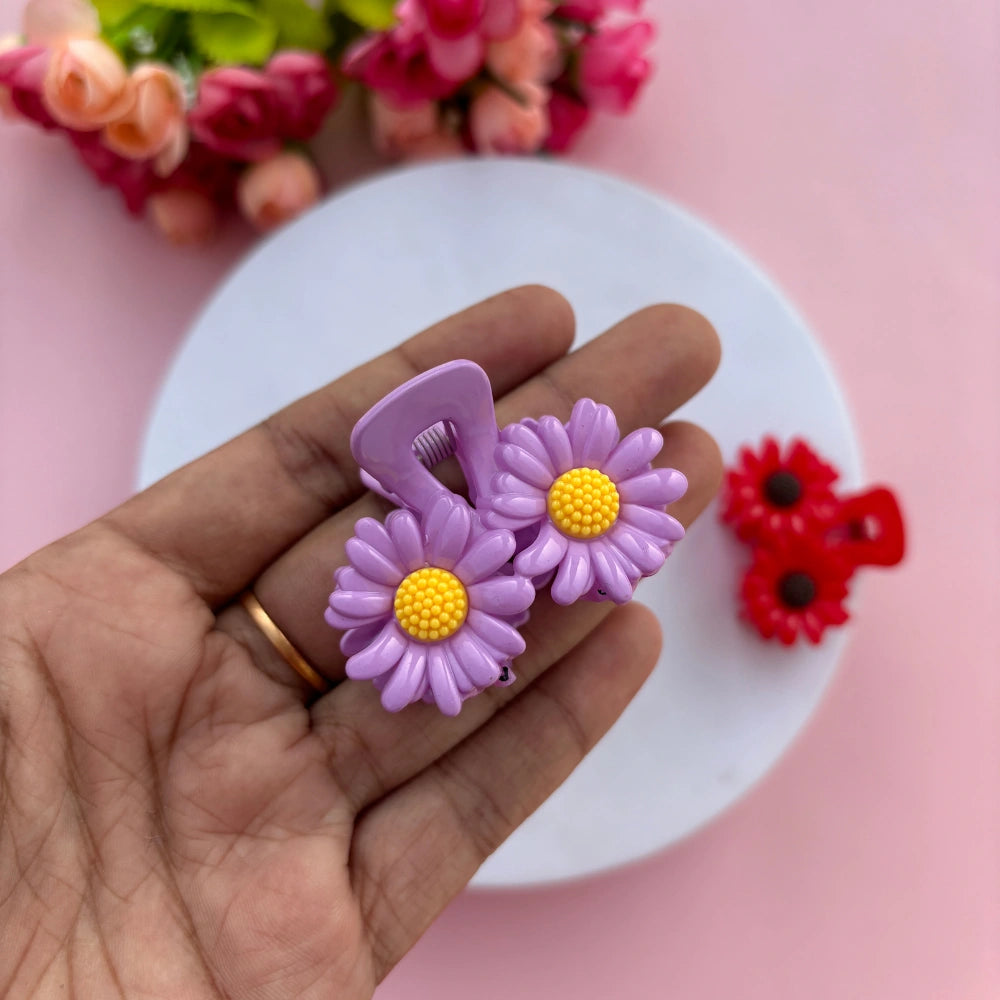 Double Flower Shinny Finish Hair Claw - Medium
