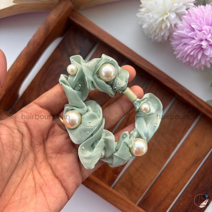 Pearl Cloud Scrunchie – Soft Organza Hair Ties