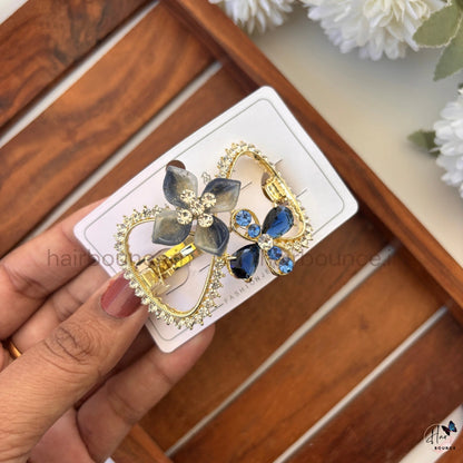 Crystal Bloom Heart Luxe Hair Clip