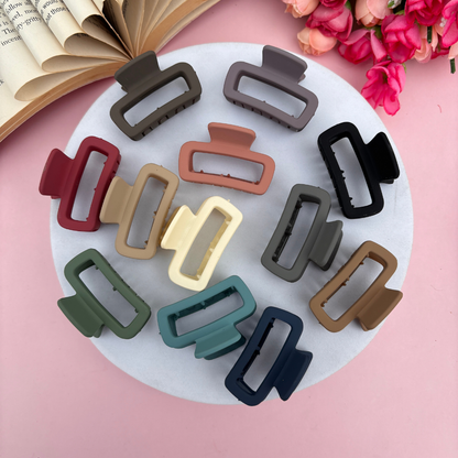 Colourful Smooth Rectangle Hair Claw - Pack of 2 / Assorted Colours