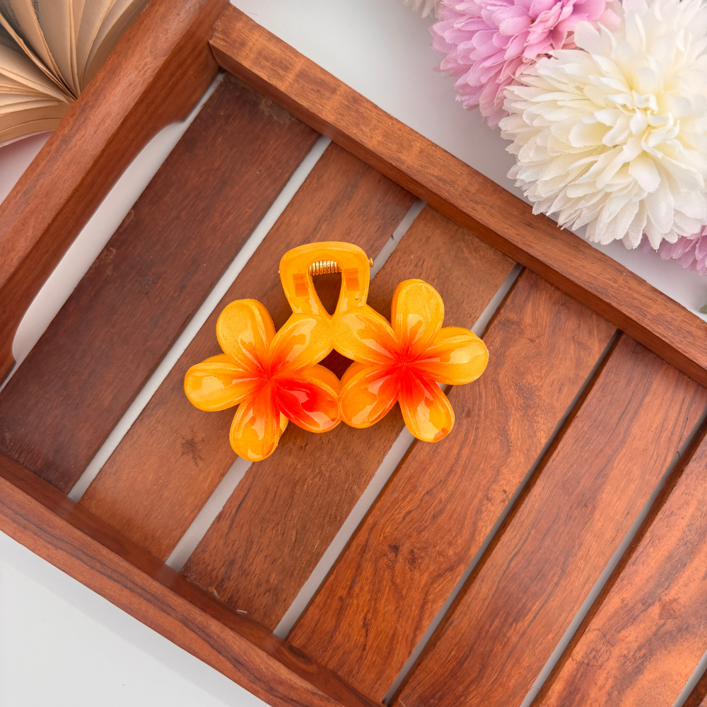 Shinny Lilly Double Flower Hair Claw - Large