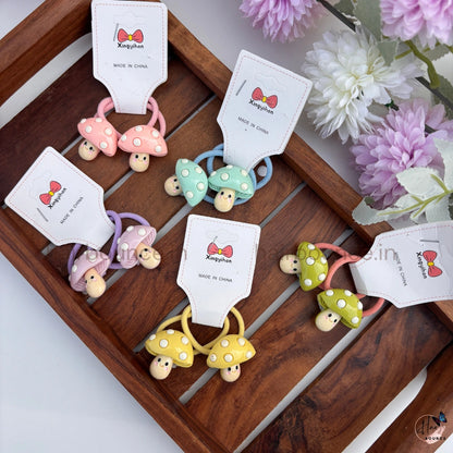 Cute Mushroom Hair Ties for Girls – Pack of 2