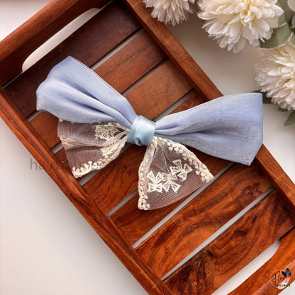 Lace Layered Organza Bow Hair Clip