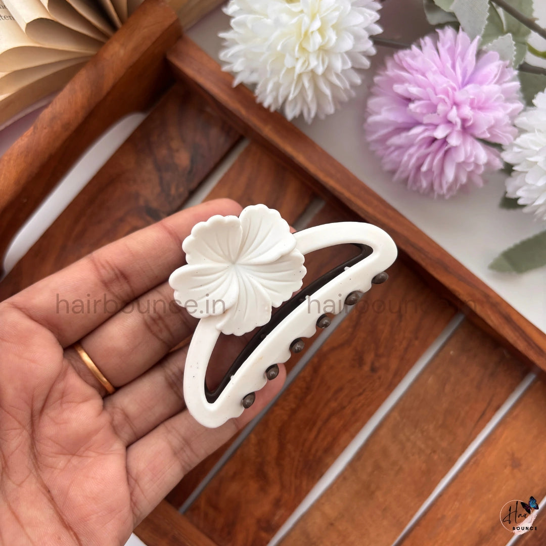 Dual-Colour Floral Accent Hair Claw – Medium